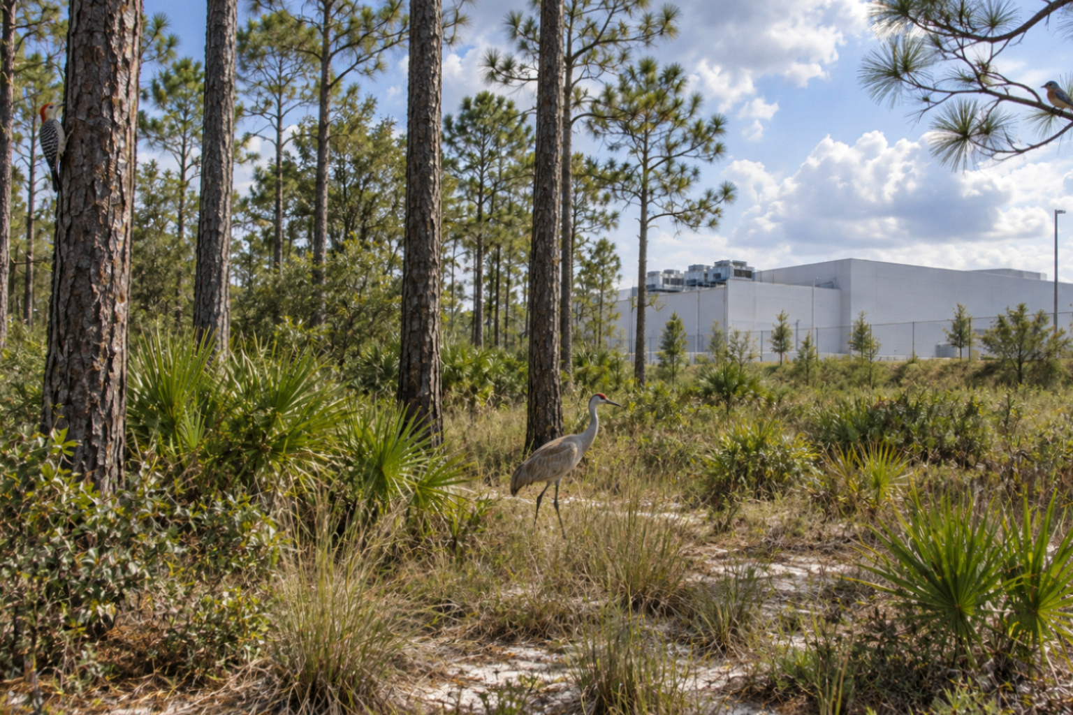 An image accompanying Florida Seed Bank’s discussion of data-center expansion and energy demand